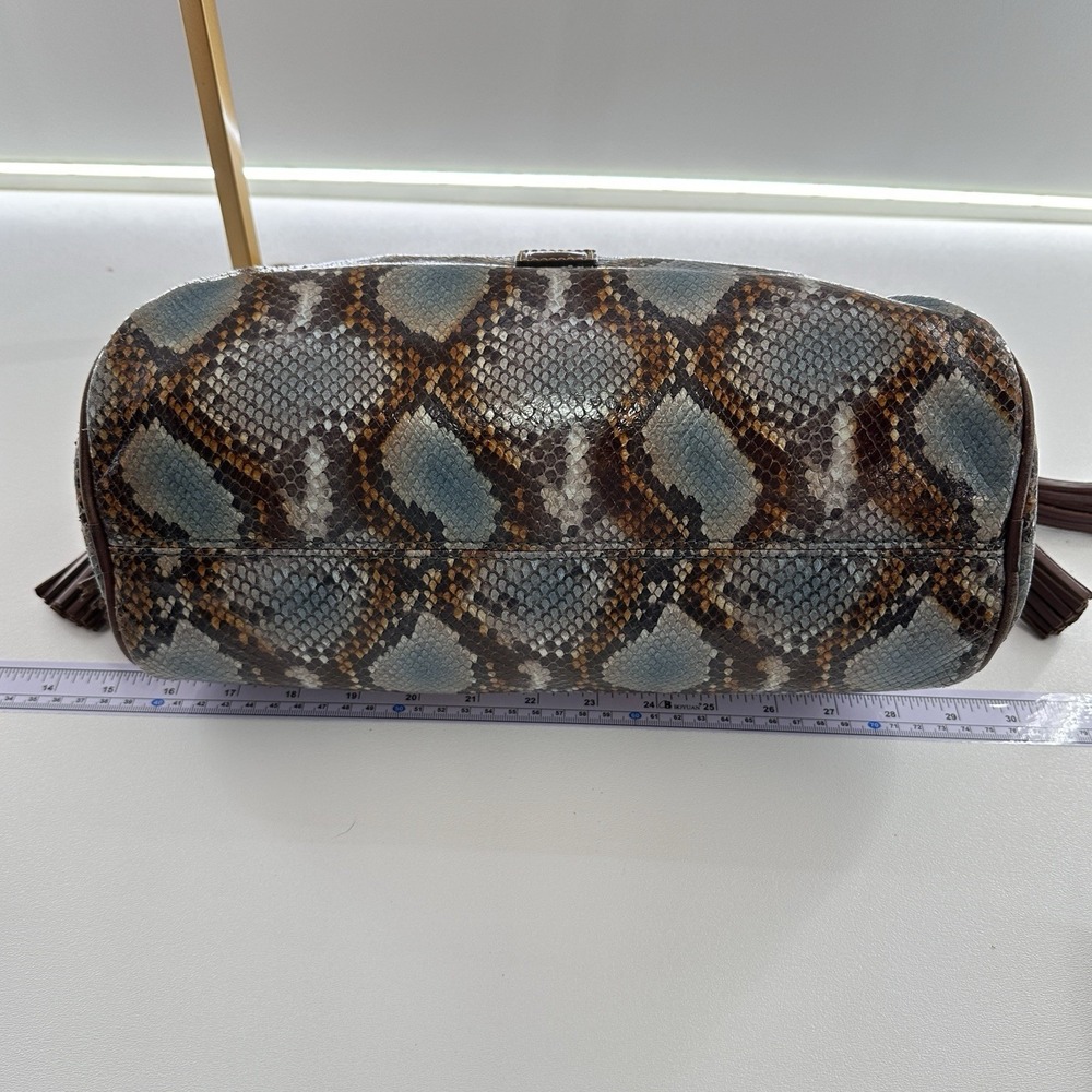 Dooney & Bourke Python Leather Shoulder Bag Red Lining, Gold, Tassels, Hobo, Zip - Picture 5 of 10